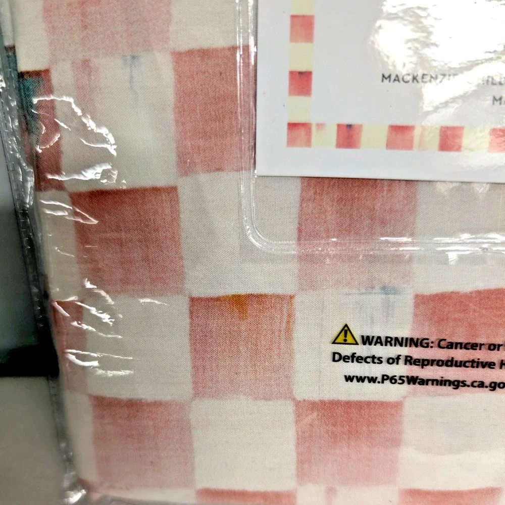 MacKenzie Childs Rosy Check Tab Top Valance 72 x 12